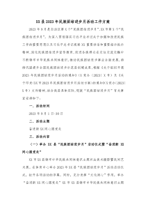 XX县20XX年民族团结进步月活动工作方案