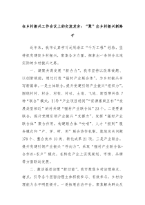 在乡村振兴工作会议上的交流发言聚出乡村振兴新路子