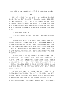 法院领导2025年度民主生活会个人对照检查发言提纲