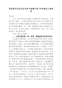 县委书记在全县20XX20XX年招商引资工作务虚会上的讲话