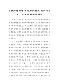 在党建引领基层治理工作会议上的交流发言突出三个有效以乡村治理成效推进乡村振兴