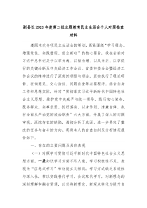 副县长20XX年度第二批主题教育民主生活会个人对照检查材料