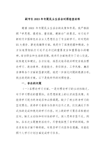 副市长20XX年专题民主生活会对照检查材料