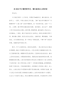 在20XX年乡镇党委书记镇长座谈会上的讲话