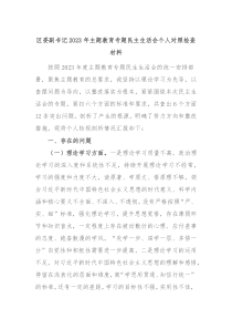 区委副书记20XX年主题教育专题民主生活会个人对照检查材料