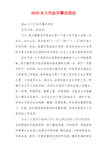 2025乡人代会开幕式讲话