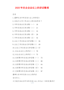 2025年在企业会议上的讲话整理