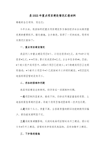 县20XX年重点项目建设情况汇报材料