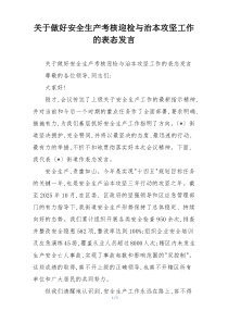 关于做好安全生产考核迎检与治本攻坚工作的表态发言