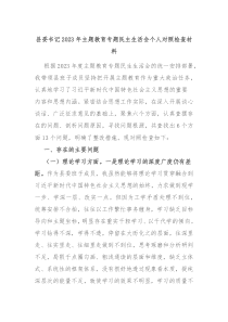 县委书记20XX年主题教育专题民主生活会个人对照检查材料