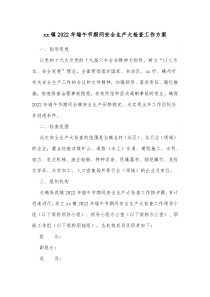 xx镇20XX年端午节期间安全生产大检查工作方案