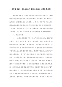 县委副书记县长20XX年度民主生活会对照检查材料