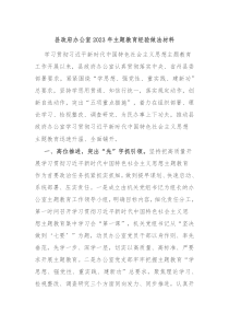 县政府办公室20XX年主题教育经验做法材料