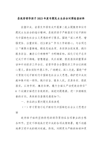 县政府领导班子20XX年度专题民主生活会对照检查材料