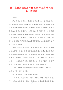 县长在县委经济工作暨2025年工作动员大会上的讲话
