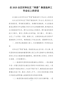 在2025全区村和社区“两委”换届选举工作会议上的讲话