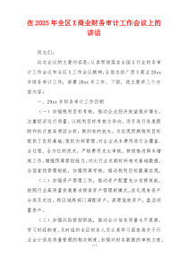 在2025年全区X商业财务审计工作会议上的讲话