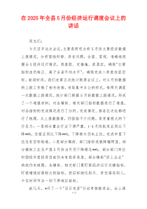 在2025年全县5月份经济运行调度会议上的讲话