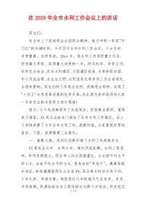 在2025年全市水利工作会议上的讲话
