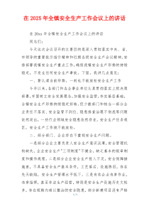在2025年全镇安全生产工作会议上的讲话