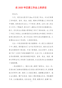 在2025年区委工作会上的讲话