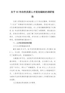 关于XX市自然资源人才规划编制的调研报告(整理)