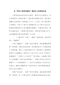 在青年之家阵地建设推进会上的经验交流