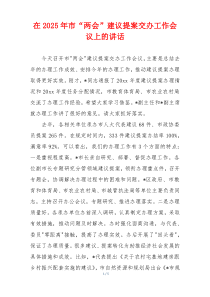 在2025年市“两会”建议提案交办工作会议上的讲话