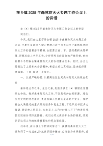 在乡镇2025年森林防灭火专题工作会议上的讲话