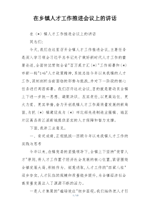 在乡镇人才工作推进会议上的讲话