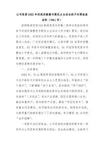 国企党委20XX年巡视巡察整专题民主生活会班子对照检查材料