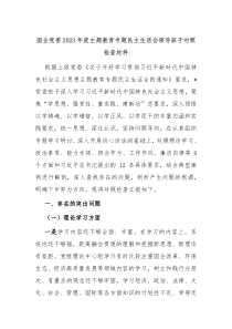 国企党委20XX年度主题教育专题民主生活会领导班子对照检查材料