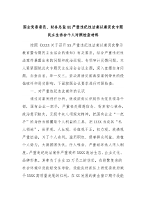 国企党委委员财务总监XX严重违纪违法案以案促改专题民主生活会个人对照检查材料