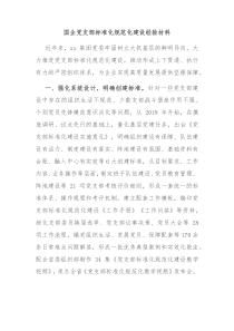 国企党支部标准化规范化建设经验材料