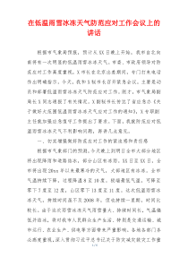 在低温雨雪冰冻天气防范应对工作会议上的讲话