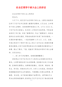在全区领导干部大会上的讲话
