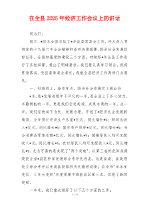 在全县2025年经济工作会议上的讲话