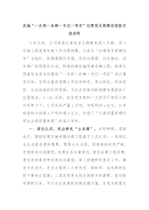 实施一支部一品牌一书记一项目过硬党支部建设经验交流材料