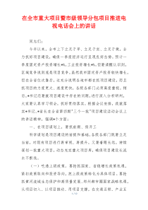 在全市重大项目暨市级领导分包项目推进电视电话会上的讲话
