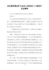 在区委常委会扩大会议上的讲话二十届四中全会精神