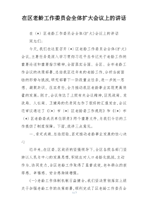 在区老龄工作委员会全体扩大会议上的讲话
