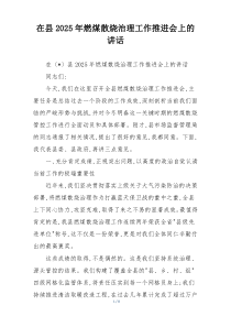 在县2025年燃煤散烧治理工作推进会上的讲话