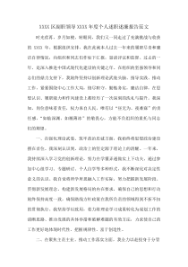 XXXX区副职领导XXXX年度个人述职述廉报告范文(资料)