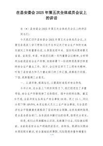 在县安委会2025年第五次全体成员会议上的讲话
