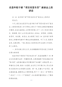 在县年轻干部“项目攻坚专员”座谈会上的讲话