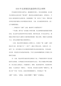 XXXX年支部规范化建设研讨发言材料(资料)