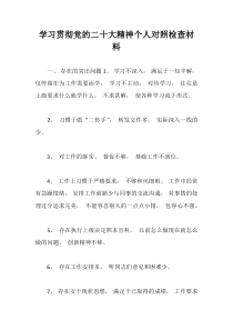 学习贯彻党的二十大精神个人对照检查材料