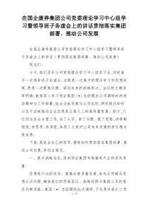 在国企康养集团公司党委理论学习中心组学习暨领导班子务虚会上的讲话贯彻落实集团部署、推动公司发展
