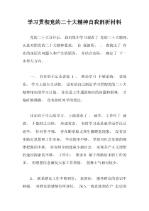 学习贯彻党的二十大精神自我剖析材料