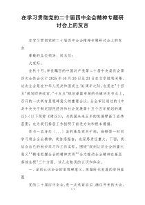 在学习贯彻党的二十届四中全会精神专题研讨会上的发言